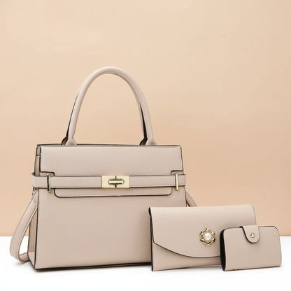 Ensemble 3-en-1 : Grand Sac de Luxe pour Femme – Sac Cabas Élégant, Sac Bandoulière Sophistiqué et Porte-Monnaie Raffiné en Cuir PU Premium